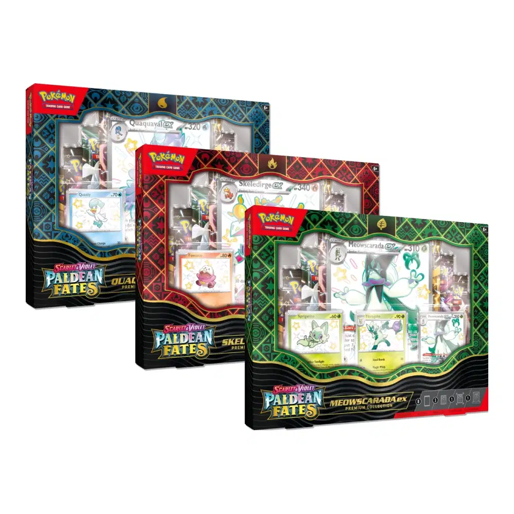 Scarlet & Violet: "Paldean Fates" - Quaquaval / Skeledirge / Meowscarada ex Premium Collection (8 Booster) kaufen