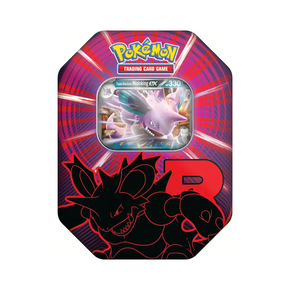 Karmesin & Purpur Produkte: "Team Rocket Tins" - Team Rockets Nidoking ex Tin-Box (4 Booster) kaufen