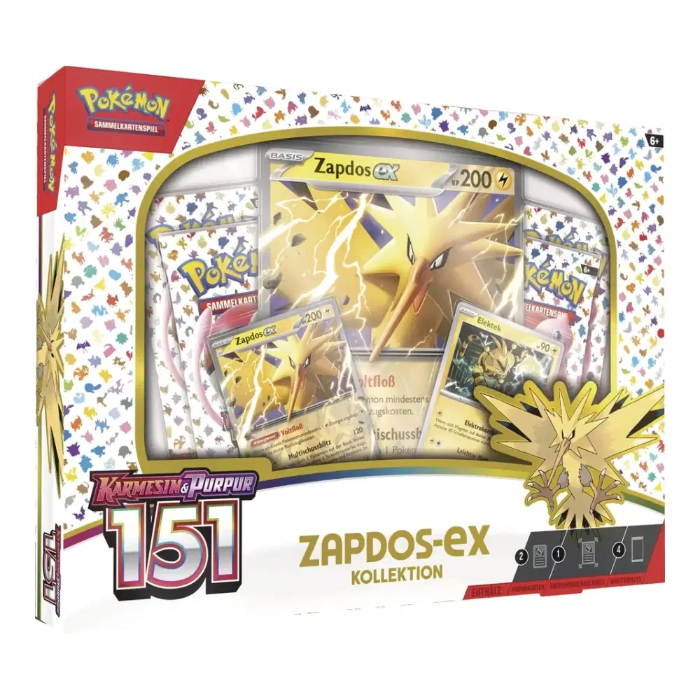 Karmesin & Purpur: "151" - Zapdos ex Kollektion (4 Booster) kaufen