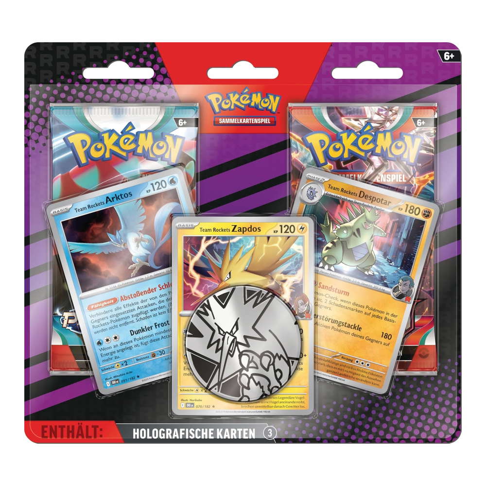 Karmesin & Purpur Produkte: Team Rocket's Zapdos / Arktos / Despotar 2-Pack Blister (2 Booster)