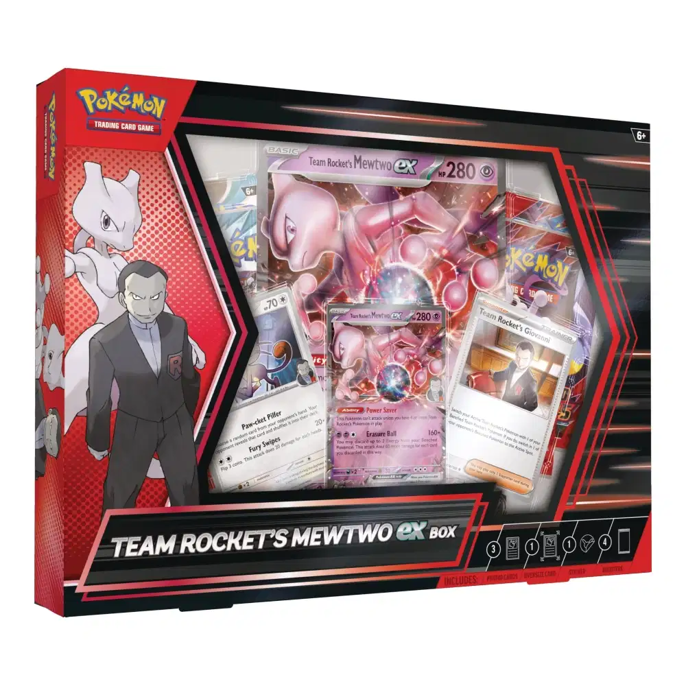 Scarlet & Violet Products: Team Rocket´s Mewtwo ex Box (4 Booster) kaufen
