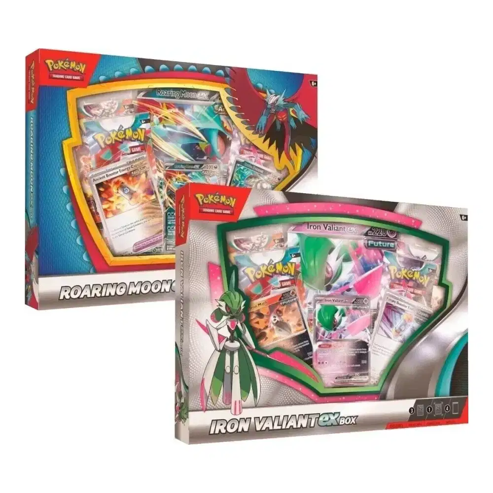 Scarlet & Violet Products: Iron Valiant / Roaring Moon ex Box (4 Booster) kaufen