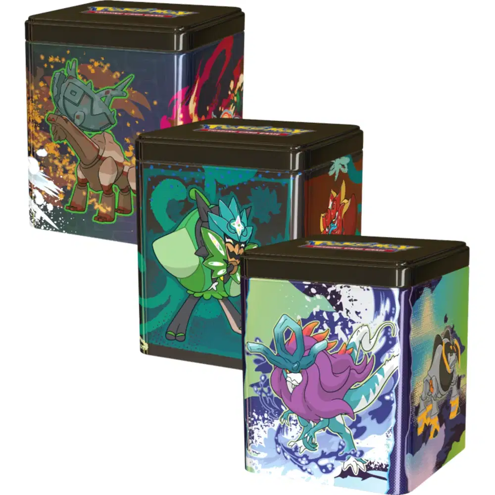 Karmesin & Purpur Produkte: 2025 Stapel Tin Box: Ogerpon / Paradox Pokemon / Treasures of Ruin (3 Booster) kaufen