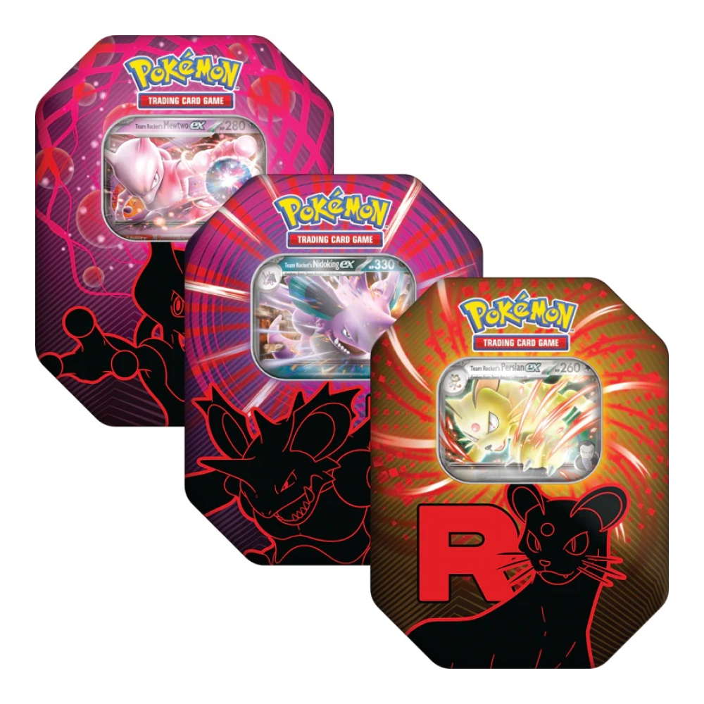 Scarlet & Violet Products: "Team Rocket Tins" - Team Rockets Mewtwo / Snobilikat / Nidoking ex Tin-Box (4 Booster) kaufen