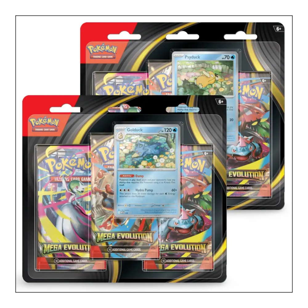 Mega Evolution: "Mega Evolution" - Psyduck / Golduck 3-Pack Blister (3 Booster)
